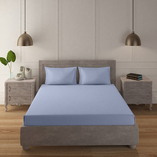 Halogen blue 100% Cotton 300 TC Satin Bedsheet Set