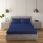Twilight Blue 100% Cotton 210 TC Satin Stripe Bedsheet Set