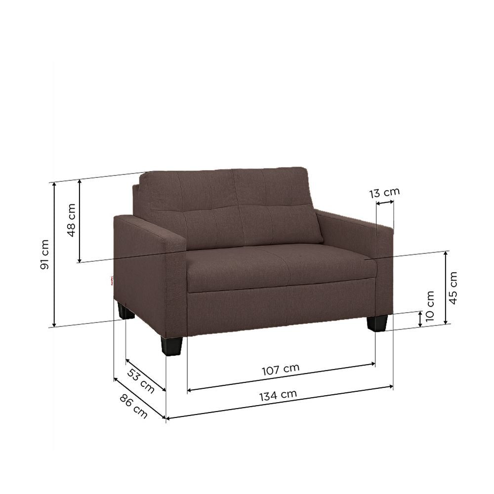 Ease Fabric Sofa | 2 seater | Saddle Brown |  Duroflex Furniture
