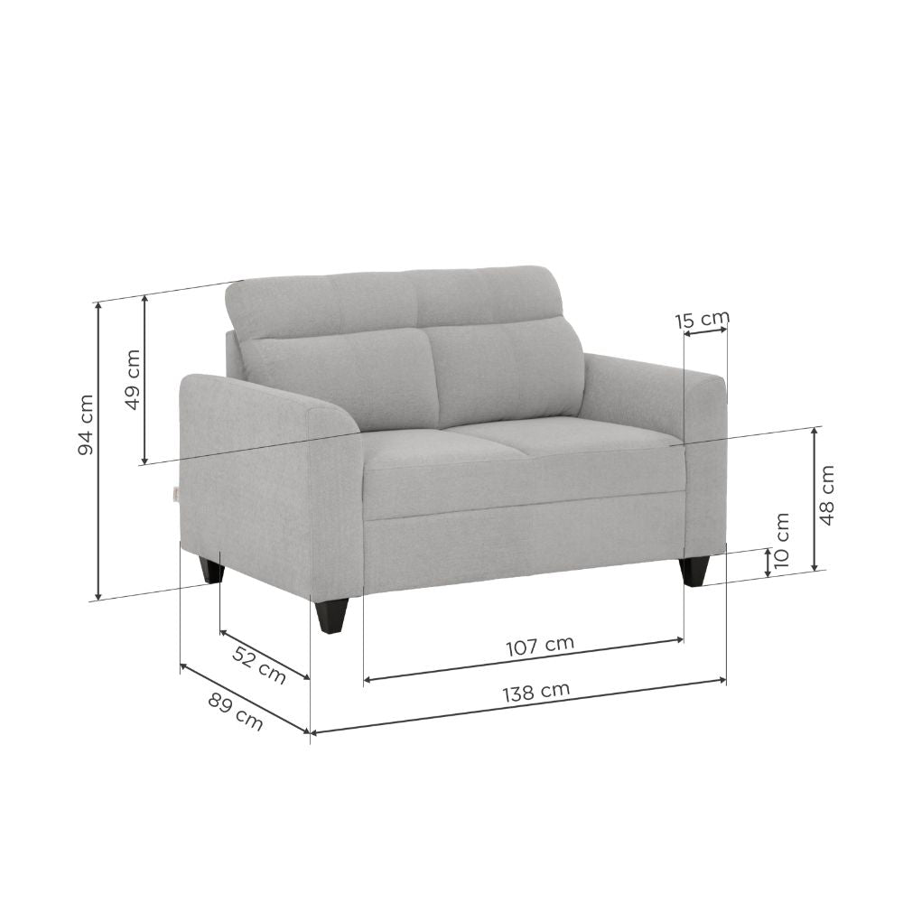 Zivo Plus Cloudy Gray Fabric 2 Seater Sofa