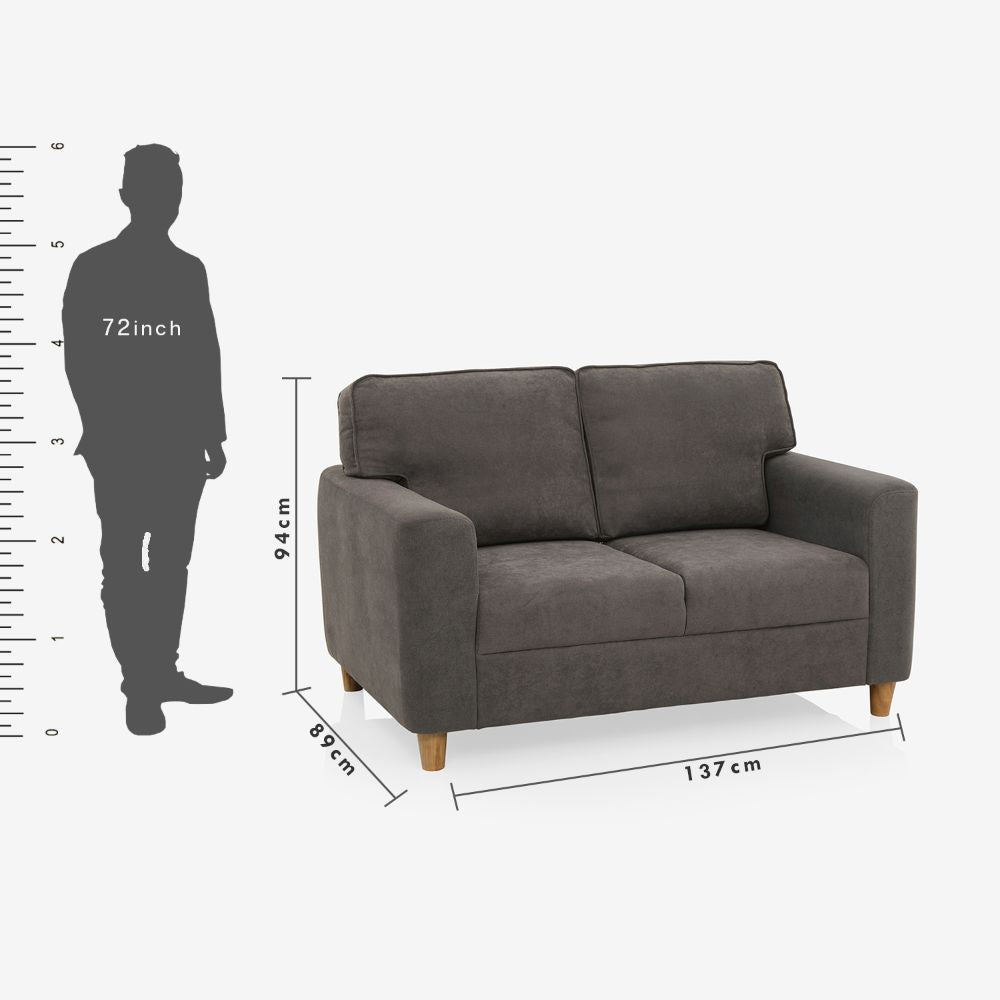 Utopia Fabric Sofa | 2 seater | Grey |  Duroflex Furniture
